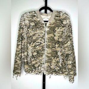 Iro Paris Frayed Jacket - Camo - Zip Closure
